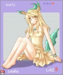  animal_humanoid arm_support breasts clothed clothing eeveelution female fully_clothed hair humanoid leafeon long_ears looking_at_viewer mammal nintendo pok&eacute;mon pok&eacute;mon_(species) pok&eacute;mon_humanoid pok&eacute;morph ryuna-chan solo tan_skin video_games 