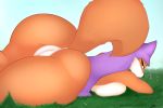 2019 absurd_res anthro anus big_butt black_nose bottomless breast_squish breasts butt canid canine clothed clothing disney eyelashes female flower fox fur grass half-closed_eyes headdress hi_res looking_at_viewer looking_back lying maid_marian mammal mostly_nude on_front orange_fur outside plant presenting presenting_hindquarters presenting_pussy pussy raised_tail rear_view red_eyes robin_hood_(disney) solo squish thick_thighs topless voicedbarley white_fur wide_hips 