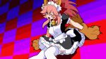  16:9 2019 animal_humanoid animated anime bell blush breasts brown_eyes brown_fur butt canid canid_humanoid canine canine_humanoid caster_tamamo-no-mae censored clothed clothing collar cute_fangs cutie_honey embarrassed fate_(series) female fluffy fluffy_tail fox_humanoid fur goeppe hair humanoid inner_ear_fluff legwear maid_uniform mammal mammal_humanoid navel open_mouth pink_hair solo thigh_highs torn_clothing underwear uniform video_games white_fur 