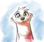  2019 ambiguous_gender anthro blue_background clothed clothing fuel_(artist) green_eyes head_tuft looking_at_viewer lutrine mammal mustelid oliver_(fuel) shirt simple_background solo tank_top topwear whiskers 
