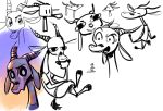  2019 ambiguous_gender antelope anthro bodily_fluids bovid clothed clothing crossed_legs duo facial_markings fuel_(artist) fuel_(character) gazelle head_markings hi_res horn looking_at_viewer lutrine mammal markings mustelid oliver_(fuel) open_mouth partially_colored simple_background sketch_page smile solo_focus sweat sweatdrop thinking white_background 
