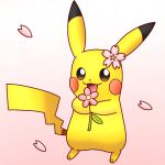  1:1 flower nintendo open_mouth pikachu pikatiu plant pok&eacute;mon pok&eacute;mon_(species) smile video_games 
