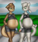  aaliyah_(oc) belly breasts dark-moltres daughter exercise hi_res ilina_(oc) j5furry lutrine mammal mother mustelid parent pregnant walking 