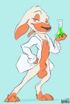  animal_genitalia animancer anthro avoidedcat balls canid canine canis domestic_dog lab_coat lagomorph leporid male mammal rabbit scientist sheath solo 