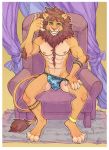  antonwinnerson clothing felid feline hi_res invalid_tag jockstrap lion mammal mane pantherine smile soukuugo underwear 