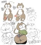  ! &lt;3 2018 ? anthro balls big_butt big_penis bodily_fluids butt clothing condom cum digital_media_(artwork) domestic_cat elchilenito english_text felid feline felis genital_fluids hi_res huge_butt humanoid_penis looking_at_viewer looking_back lucas_(elchilenito) male mammal model_sheet necktie nerd nude number paper paws penis simple_background slightly_chubby smile solo speech_bubble sweat sweater text thick_thighs topwear underwear white_background wide_hips 