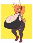  anthro armpit_hair big_breasts breasts cleavage clothed clothing dulce_(character) female huge_breasts hyper hyper_breasts lagomorph leporid mammal mr.pink nipple_outline overweight overweight_female rabbit solo standing 