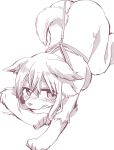  2016 4_fingers anthro black_and_white blush breasts butt canid canine female fingers hair harness kemono mammal monochrome nude open_mouth side_boob simple_background solo tanu-tan white_background 