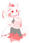  2018 5_fingers anthro bottomwear breasts canid canine clothed clothing female fingers fullmoon_gtrn_(artist) hair kemono looking_at_viewer mammal momiji_inubashiri simple_background skirt solo standing touhou video_games white_background がちりん 