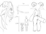  2018 4:3 anthro bovid caprine duo female fur goat hi_res hooves horn kemono mammal model_sheet orenjipiiru pussy rear_view side_view sketch solo_focus text white_fur young 
