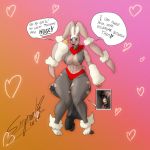  1:1 abs anthro big_breasts breasts cleavage clothed clothing dialogue female human mammal mega_evolution mega_lopunny muscular muscular_female nintendo pok&eacute;mon pok&eacute;mon_(species) sergiroth thick_thighs video_games 