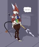  2019 alley anthro belt breasts clothing dumpster female final_fantasy final_fantasy_ix freya_crescent fur hair hat headgear headwear jacket legwear mammal melee_weapon meme nipples nude polearm pussy rodent simple_background solo spear square_enix standing standing_tough text thigh_highs topwear video_games weapon 