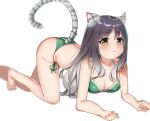  2019 all_fours animal_humanoid bra breasts cat_humanoid cleavage clothed clothing felid felid_humanoid feline feline_humanoid female furgonomics grey_hair hair humanoid lux_(artist) mammal mammal_humanoid panties simple_background solo underwear white_background yellow_eyes 