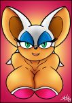  big_breasts big_ears breasts bust_portrait chiropteran eyelashes fangs hi_res line_art looking_at_viewer mammal portrait rouge_the_bat shaded skianous sonic_(series) 