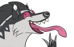 ambiguous_gender animated anthro claws close-up cross-eyed fur kamanderkato long_tongue mammal mustelid nintendo obstagoon open_mouth pok&eacute;mon pok&eacute;mon_(species) portrait red_eyes sharp_claws sharp_teeth simple_background solo teeth tongue tongue_out video_games white_background 