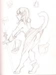  2019 anthro armor bodily_fluids boots bracers breasts butt clothing domestic_cat felid feline felis female footwear hair hi_res kilt mammal melee_weapon monochrome open_mouth pawpads pussy raised_tail sketch solo sweat sword tail_growth tharkis traditional_media_(artwork) transformation watsup weapon 