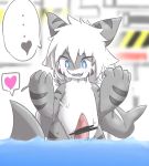  &lt;3 2018 anthro blue_eyes censored changed_(video_game) digital_media_(artwork) duo fish goo_creature hair hi_res inside koshian lin_(changed) male marine monster nude penis pink_penis shark smile solo_focus stripes tapering_penis the_shark_(changed) water wet white_hair 