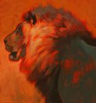  2019 black_lips digital_media_(artwork) felid feral lion lips male mammal orange_background orange_theme pantherine simple_background solo tamberella 