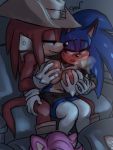  anthro blush breasts crossgender duo female grope hi_res knuckles_the_echidna krazyelf male nipples public sonic_(series) sonic_the_hedgehog theater 