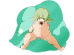  2015 4:3 animal_humanoid breasts censored female goo_creature green_eyes green_hair hair humanoid inverted_nipples jewelry mammal mosaic_censorship navel necklace nipples short_stack slightly_chubby slime solo spread_legs spreading いめ 