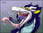  anthro bodily_fluids felid feline feral mammal saliva sergal silvergrin tongue tongue_out vore whiskers 