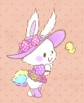  2013 anthro avian beady_eyes bird blush boots clothing dress female flower footwear fur hat headgear headwear kemono lagomorph leporid mammal mell plant rabbit sanrio shoes smile solo t.p. walking white_fur wish_me_mell 