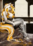  absurd_res anthro bath belly big_belly big_breasts blonde_hair breasts clothing djpuppeh equid eyes_closed female hair hi_res horn huge_breasts legwear lips lipstick makeup mammal nipples pregnant sitting solo thick_thighs thigh_highs unicorn yellow_lipstick yellow_nipples 
