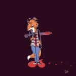  &lt;3 1:1 ambiguous_gender anthro blood blood_on_clothing blood_on_weapon bodily_fluids bottomwear canid canine clothing erbmaster fox gore impalement jeans mammal melee_weapon pants sad simple_background solo standing sword weapon 
