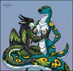  anthro breasts dragon feathered_dragon feathers female hair hi_res naga nipples python reptile scalie silvergrin snake 