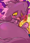  2019 absurd_res anus blush breasts butt female food fruit hi_res humanoid looking_at_viewer mismagius moisty nintendo not_furry open_mouth outside plant pok&eacute;mon pok&eacute;mon_(species) pumpkin pussy solo teeth tongue tongue_out video_games 