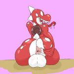  1:1 balls bodily_fluids butt cheese_cake drooling flora_fauna grope long_tongue male mario_bros nintendo piranha_plant plant presenting red_skin saliva scalie sharp-teeth simple_background tongue video_games yoshi 