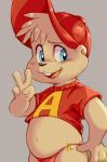  2019 alvin_and_the_chipmunks alvin_seville anthro blue_eyes blush clothed clothing crop_top cub dandi digital_media_(artwork) fur hair male open_mouth shirt simple_background smile solo topwear young 
