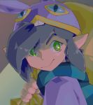  5_fingers a_link_between_worlds ambiguous_gender clothing fingers green_eyes grey_hair hair hat headgear headwear hi_res humanoid humanoid_pointy_ears hylian looking_at_viewer nintendo not_furry purple_clothing ravio spudenski the_legend_of_zelda video_games 