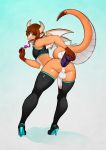  2017 anal anal_masturbation anal_penetration anthro anus backsack balls bra brown_hair candy clothing digital_media_(artwork) dildo dragon dragon_tail dragon_wings ear_piercing ear_ring erection food footwear girly gradient_background green_eyes hair hi_res high_heels horn legwear lollipop looking_back male male_penetrated masturbation open_mouth penetration penis piercing rayzoir rear_view scalie sex_toy shoes simple_background solo sports_bra thigh_highs tongue tongue_out toying_self underwear 