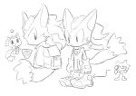  :&lt; ambiguous_gender anthro backpack buke3jp canid canine canis chao clothing custom_character_(sonic_forces) ear_piercing ear_ring eye_scar footwear gloves group handwear infinite_(sonic) jackal jacket magnifying_glass male mammal piercing scar shoes simple_background sketch sonic_(series) sonic_forces topwear white_background wolf 