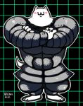  2016 3_toes 4_fingers :3 anthro armor barefoot blush canid canine canis crossed_arms domestic_dog fingers front_view greater_dog male mammal outline pattern_background rie_(artist) simple_background smile solo standing toes toony undertale video_games 