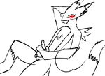  animated balls black_and_white blush canine digimon erection fox male mammal masturbation monochrome penis plain_background renamon solo spot_color unknown_artist white_background 