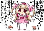  &gt;_&lt; 1girl :3 animal apron armband bangs bird blush bunny_hair_ornament chibi closed_mouth collared_shirt eighth_note eyebrows_visible_through_hair full_body hair_ornament hat heart kanikama light_brown_hair long_hair looking_at_viewer musical_note natori_sana nurse_cap outstretched_arms pink_apron pink_footwear pink_headwear pleated_skirt red_eyes sana_channel shadow shirt shoes short_sleeves simple_background skirt solo spread_arms standing thighhighs translation_request two_side_up very_long_hair virtual_youtuber white_background white_legwear white_shirt white_skirt 