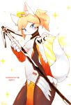  4_fingers anthro blizzard_entertainment blonde_hair blue_eyes breasts english_text felid feline female fingers hair hi_res kemono mammal medium_breasts overwatch solo standing text video_games yakimo 