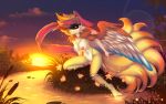  2019 anthro avian breasts feathered_wings feathers female fur hi_res hybrid mammal mega_evolution mega_pidgeot multi_tail nightangeltdc ninetales nintendo nipples nude pok&eacute;mon pok&eacute;mon_(species) solo video_games wings 