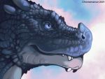  2019 4:3 ambiguous_gender blue_eyes blue_scales chromamancer dragon feral headshot_portrait portrait scales simple_background solo 