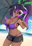  absurd_res animal_humanoid beach big_breasts bikini black_sclera breasts cephalopod cephalopod_humanoid cleavage clothed clothing cloud female hi_res humanoid looking_at_viewer marine marine_humanoid mollusk mollusk_humanoid purple_eyes seaside sky solo swimwear umbrella zzvinniezz 