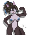  2018 anthro black_fur black_hair black_nose blue_eyes blue_nipples blue_pussy breasts canid canine canis female fur hair hi_res mammal navel nipples nude open_mouth pussy sailoranna simple_background solo white_background wolf 