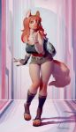  anthro big_breasts breasts canid canine canis clothed clothing domestic_dog female hair hera_(hera) mammal smile solo veramundis 