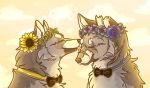  canid canine canis collar domestic_dog eyes_closed flower licking mammal pewdiepie plant romantic_couple scar sketchettte sven&#039;s_bf sven_(pewdiepie) tongue tongue_out 