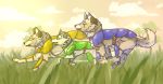  armor canid canine canis domestic_dog grass hi_res mammal outside pewdiepie running scar sketchettte sven&#039;s_bf sven_(pewdiepie) 