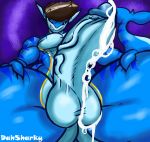 2019 anthro balls dahsharky erection fish hi_res humanoid_penis invalid_tag looking_at_viewer lower_view male marine mystic_ink nude penis scalie shark solo teeth 