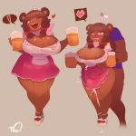  ! &lt;3 &lt;3_eyes 1:1 2019 alcohol anthro areola areola_slip beau_(luxurias) beverage big_breasts blush bodily_fluids bottomwear breasts brown_background brown_fur brown_hair clenched_teeth clothed clothing cum dark_fur dialogue drooling duo english_text female female_focus footwear fully_clothed fur genital_fluids hair hat headgear headwear hi_res high_heels holding_object lactating long_hair maid_uniform mammal multiple_images one_eye_closed open_mouth open_smile pictographics saliva sex shoes signature simple_background size_difference skirt smaller_female smile solo_focus speech_bubble stand_and_carry_position standing standing_sex surprise teeth text thiccwithaq uniform ursid voluptuous wide_hips wink 