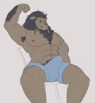  armpit_hair beard body_hair chest_hair facial_hair fantasy felid feline final_fantasy final_fantasy_xiv flexing hairy hi_res hrothgar lion male mammal manly muscular pantherine pubes sitting sldrws smile smirk solo spread_legs spreading square_enix story story_in_description video_games 