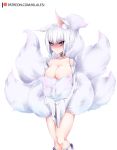  animal_humanoid azur_lane big_breasts blue_eyes blush breasts canid canid_humanoid canine canine_humanoid choker clothed clothing collarbone covering covering_breasts covering_crotch covering_self cute_fangs detatched_sleeves digital_media_(artwork) embarrassed eyebrow_through_hair eyebrows eyelashes female fox_humanoid full-face_blush fur glistening glistening_skin hair hi_res humanoid inner_ear_fluff jewelry kaga_(azur_lane) kilalesi knees_together legwear long_sleeves looking_at_viewer mammal mammal_humanoid multi_tail necklace partially_clothed patreon short_hair simple_background socks solo standing text translucent translucent_hair url white_background white_fur white_hair 